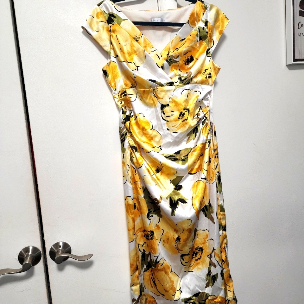 Cute Beige and Yellow Flower Dress